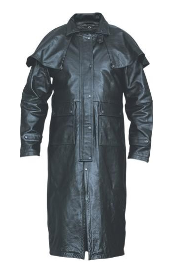 (image for) Men's Black Buffalo Leather Duster